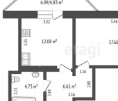 1-комн, 44кв м, этаж 17/18 улица Петренко, 22