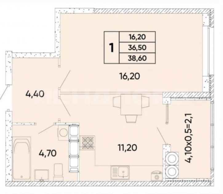 1-комн квартира проспект 40-летия Победы, 111/2с1