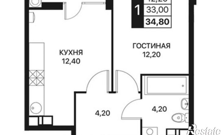 1-комн квартира Берберовская улица, 15с3