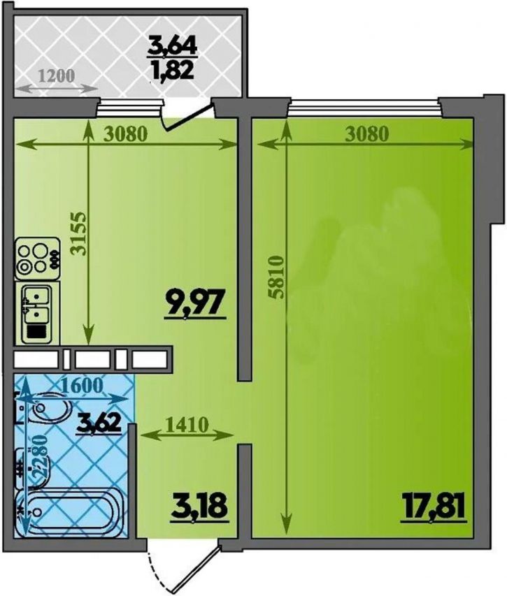 1-комн квартира Петренко ул, 16