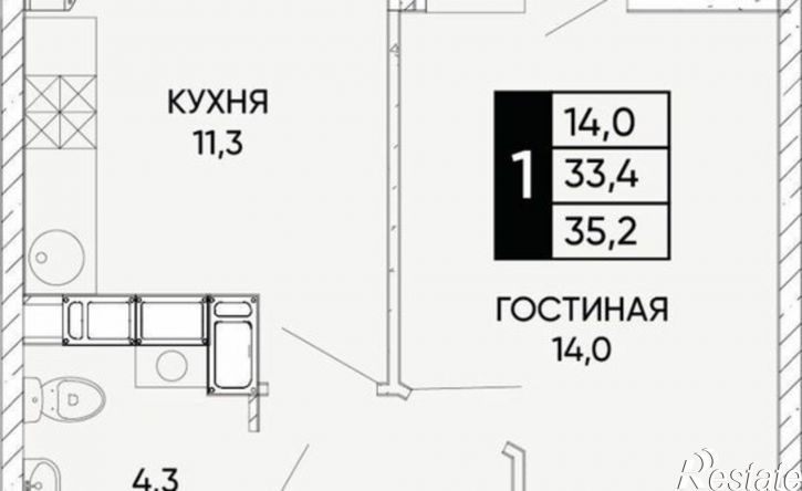 1-комн квартира Левобережная улица, 6/1с1