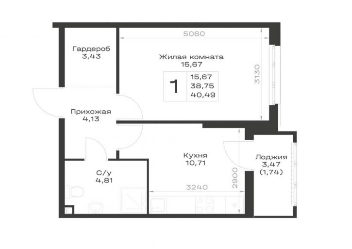 1-комн квартира в новом доме Элеваторный переулок, д.1
