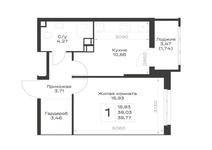 1-комн квартира в новом доме Элеваторный переулок, д.1