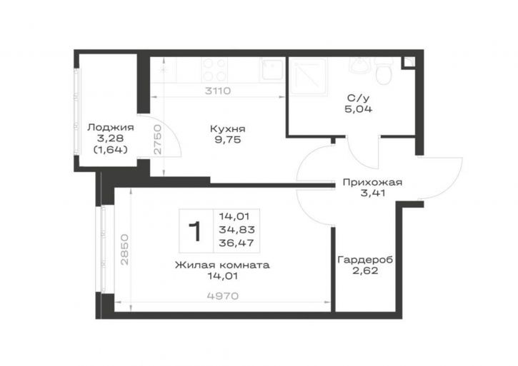 1-комн квартира в новом доме Элеваторный переулок, д.1