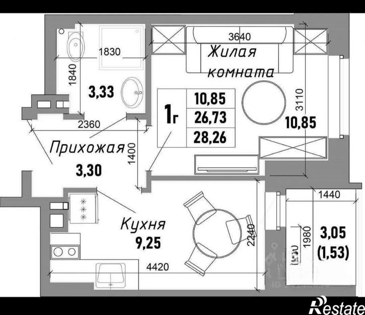 1-комн квартира б-р Комарова, 30/2,  д. 30/2