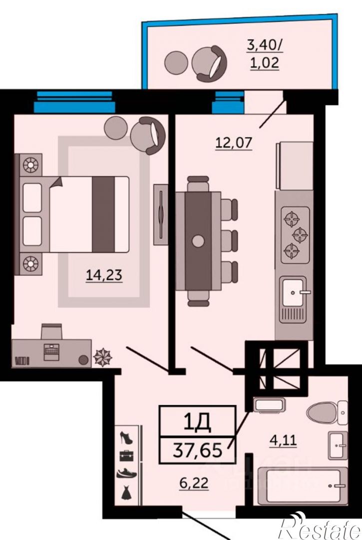 1-комн квартира в новом доме ул Нансена, 150Б,  д. 150Б