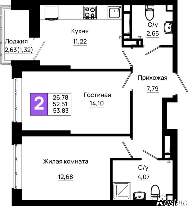 2-комн квартира в новом доме Элеваторный переулок, д.1