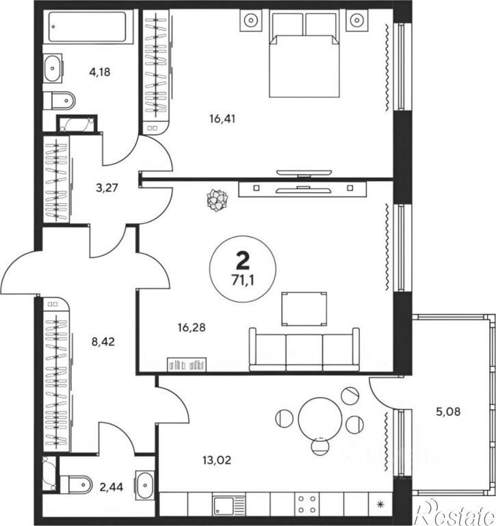 2-комн квартира пр-кт Сиверса, 30,  д. 30