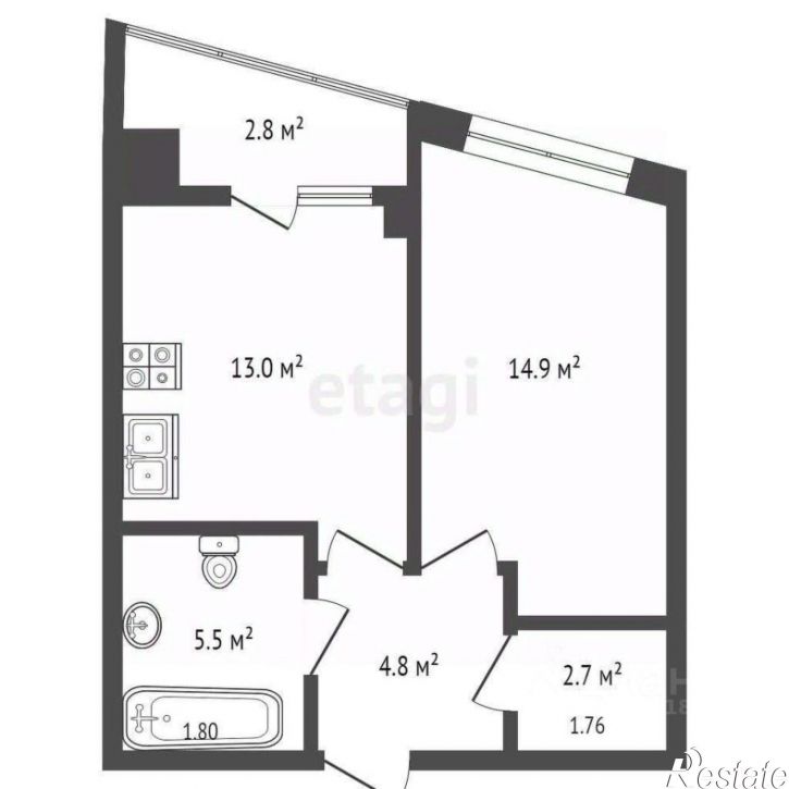 1-комн квартира ул Береговая, 117б 4,  д. 117б 4,  к. 4