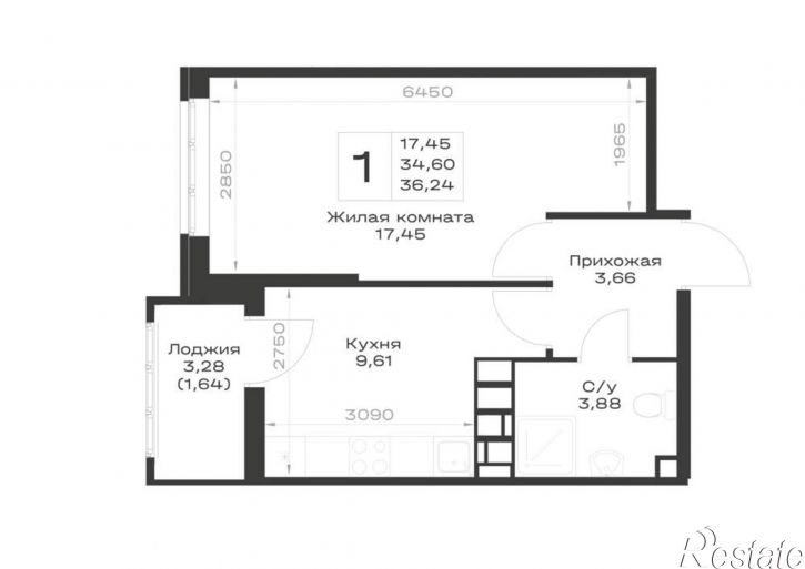 1-комн квартира в новом доме Элеваторный переулок, д.1
