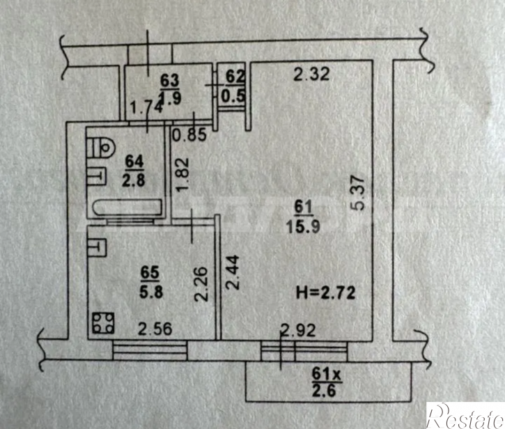 1-комн квартира переулок Островского, 45