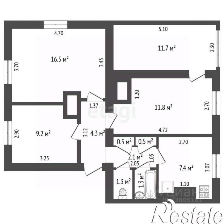 3-комн квартира Заводская улица, 8,  д. 8
