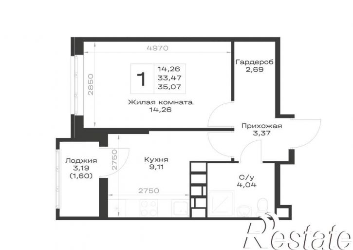 1-комн квартира в новом доме Элеваторный переулок, д.1