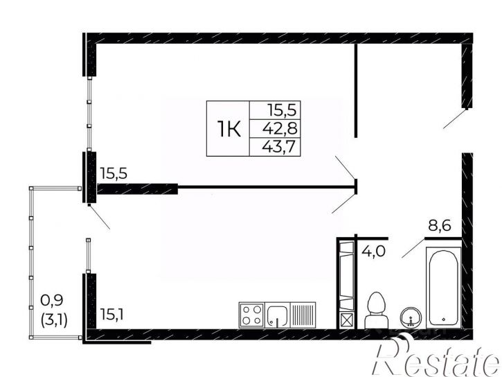 1-комн квартира в новом доме улица Назарько, 2/25,  д. 2/25
