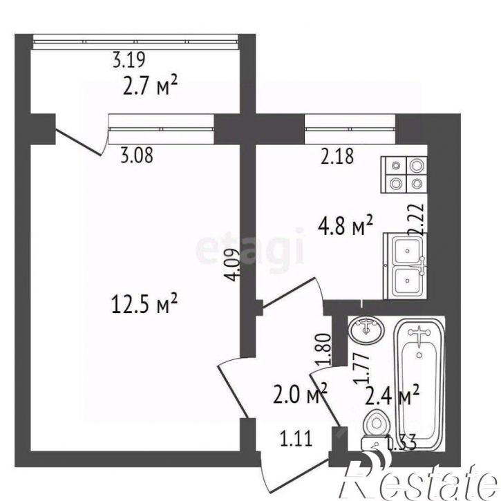 1-комн квартира улица Миронова, 4 к2,  д. 4 к2