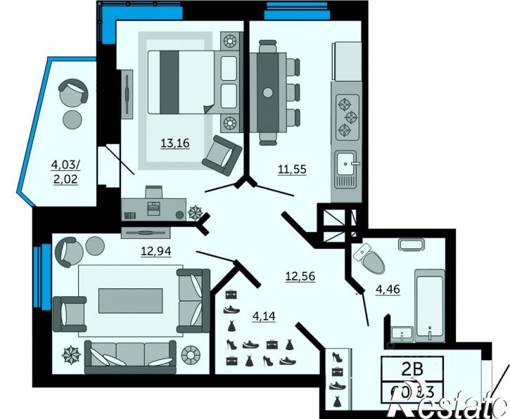 2-комн квартира в новом доме Кировский проспект, 89 с3,  д. 89 с3