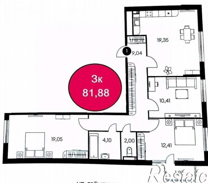 3-комн квартира улица Малиновского, 33/3,  д. 33/3