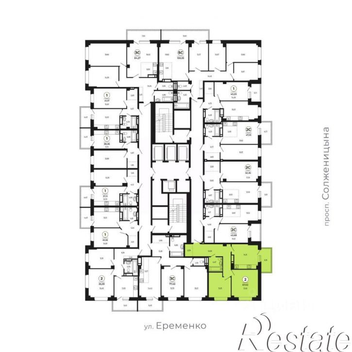 2-комн квартира в новом доме улица Ерёменко, 113,  д. 113