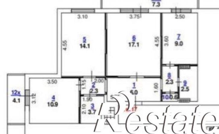 3-комн квартира Грибоедовский переулок, 2,  д. 2